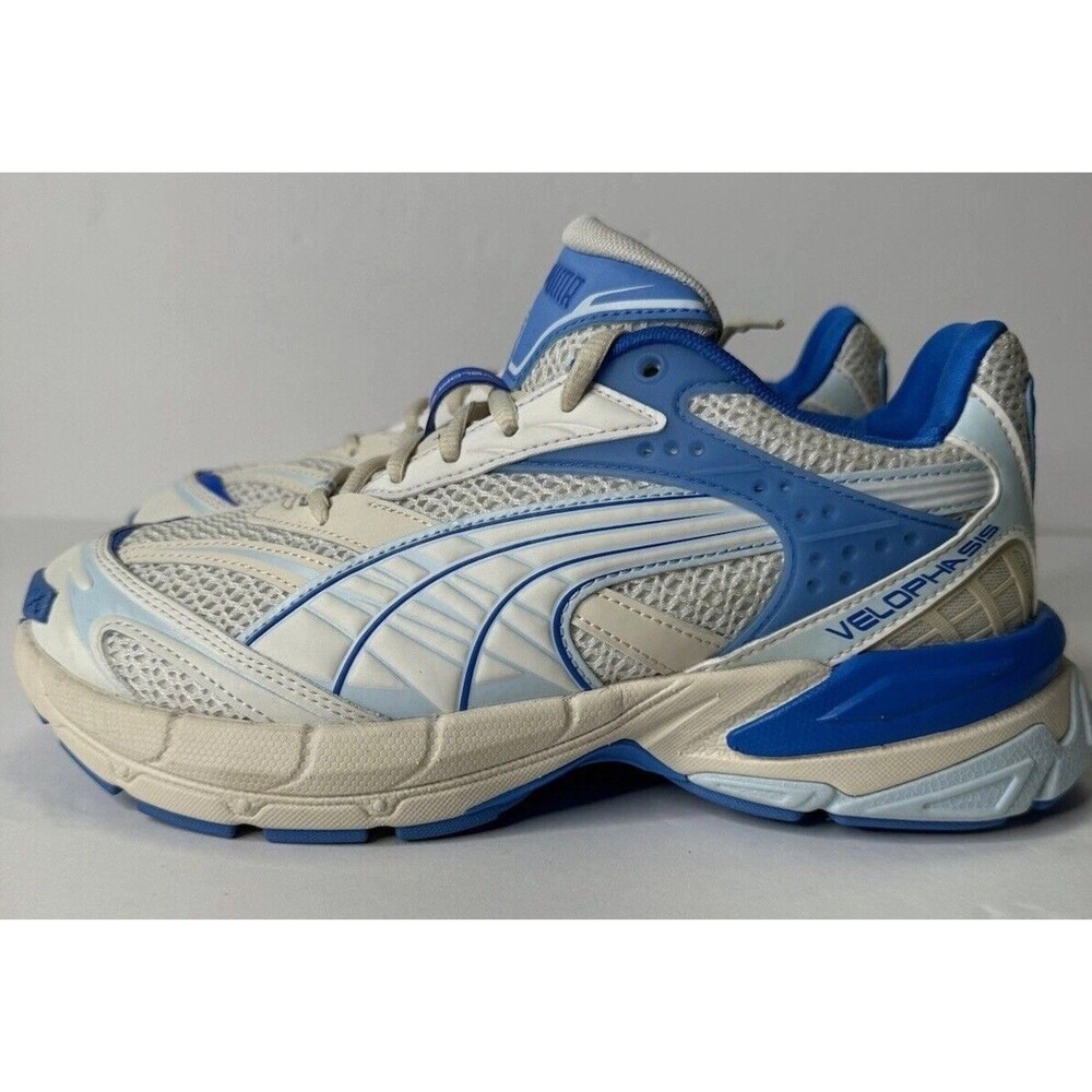 Puma Velophasis Technisch Men’s 8.5 Off White Blue Mesh Y2K Chunky Sneakers